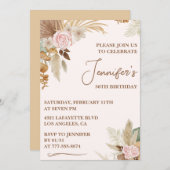 ワイルドフラワーボホグルーヴィーウィムシー36歳の誕生日 招待状 (正面/裏面)