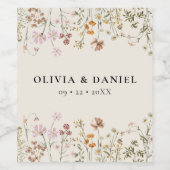 ワイルドフラワーボホシックテラコッタニュートラル結婚ズ ワインラベル (シングルラベル)