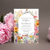 ワイルドフラワーボホシックフローラリース結婚式の招待 招待状