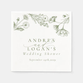 ワイルドフラワーボホシックブライダルシャワー スタンダードカクテルナプキン