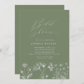 ワイルドフラワーボホシックブライダルシャワー 招待状 (正面/裏面)