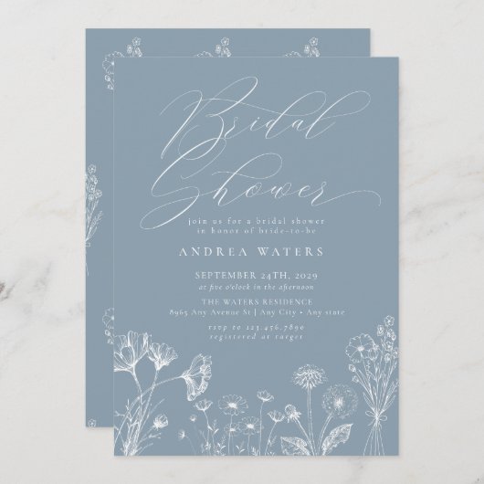 ワイルドフラワーボホシックブライダルシャワー 招待状 (正面/裏面)
