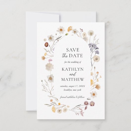 ワイルドフラワーボホシックモダンお洒落フローラ セーブザデート (正面)