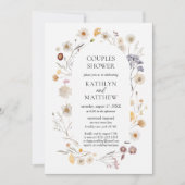ワイルドフラワーボホシックモダンフローラカップルのシャワー 招待状 (正面)