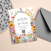 ワイルドフラワーボホシックリース日付保存招待状 招待状