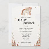 ワイルドフラワーボホシック男女兼用ベビーシャワー 招待状 (正面)