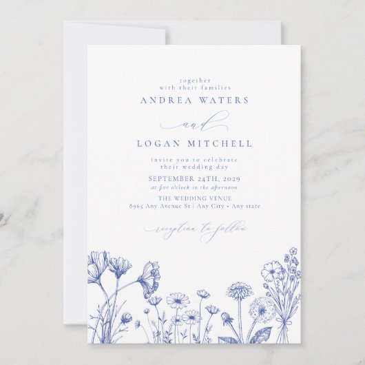 ワイルドフラワーボホシック結婚ズ 招待状 (正面)
