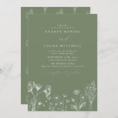 ワイルドフラワーボホシック結婚式招待状 招待状 (正面/裏面)