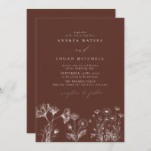 ワイルドフラワーボホシック結婚式招待状 招待状 (正面/裏面)