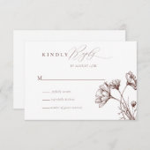 ワイルドフラワーボホシック結婚式RSVP エンクロージャーカード (正面/裏面)