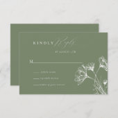 ワイルドフラワーボホシック結婚式RSVP エンクロージャーカード (正面/裏面)