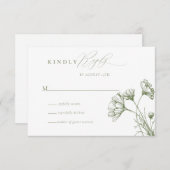 ワイルドフラワーボホシック結婚式RSVP エンクロージャーカード (正面/裏面)