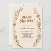 ワイルドフラワーボホシック赤ちゃんシャワー 招待状 (正面)