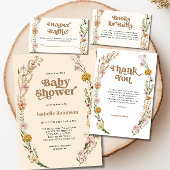 ワイルドフラワーボホシック赤ちゃんシャワー 招待状