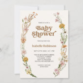 ワイルドフラワーボホシック赤ちゃんシャワー 招待状 (正面)
