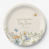 ワイルドフラワーボホスプリングパーソナライズベイビーシャワー ペーパープレート (正面)