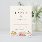 ワイルドフラワーボホテラコッタ秋の結婚式返信 出欠カード (スタンド正面)