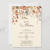 ワイルドフラワーボホフローラアイボリーベビーイン開花 招待状 (正面)