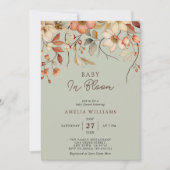 ワイルドフラワーボホフローラセージグリーンベビーイン開花 招待状 (正面)