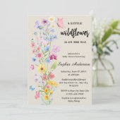 ワイルドフラワーボホフローラニュートラルベビーシャワー 招待状 (スタンド正面)