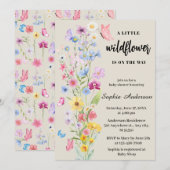 ワイルドフラワーボホフローラニュートラルベビーシャワー 招待状 (正面/裏面)