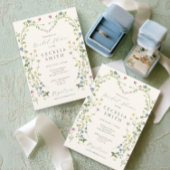 ワイルドフラワーボホフローラフレームブライダルシャワー 招待状