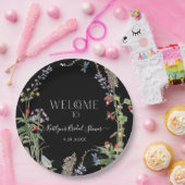 ワイルドフラワーボホフローラブラックウェルカムブライダルシャワー ペーパープレート (パーティー)