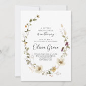 ワイルドフラワーボホフローラリースベビーシャワー 招待状 (正面)