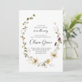 ワイルドフラワーボホフローラリースベビーシャワー 招待状 (スタンド正面)