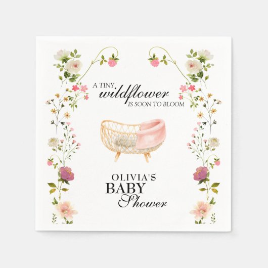 ワイルドフラワーボホフローラ男女兼用ベビーシャワー スタンダードカクテルナプキン (正面)