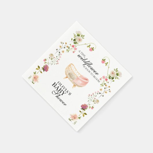 ワイルドフラワーボホフローラ男女兼用ベビーシャワー スタンダードカクテルナプキン (角)