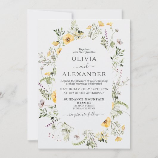 ワイルドフラワーボホフローラ結婚式招待状 招待状 (正面)