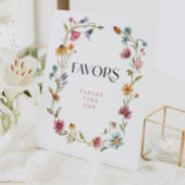 ワイルドフラワーボホブライダルシャワーが卓上記号を引き立てる 台座サイン