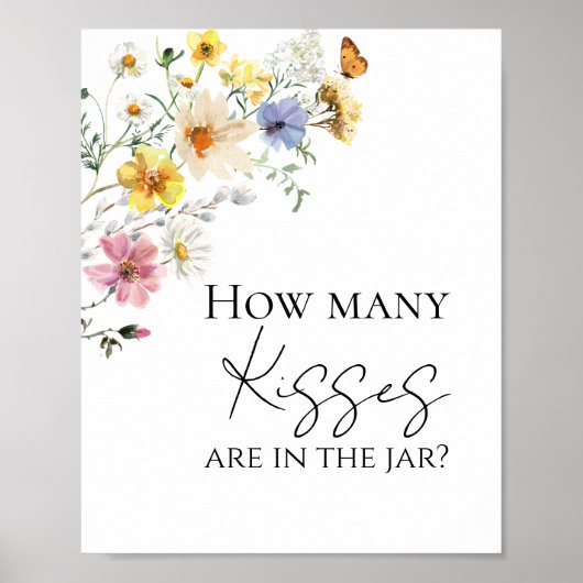 ワイルドフラワーボホブライダルシャワーどのぐらいキスサイン ポスター (正面)