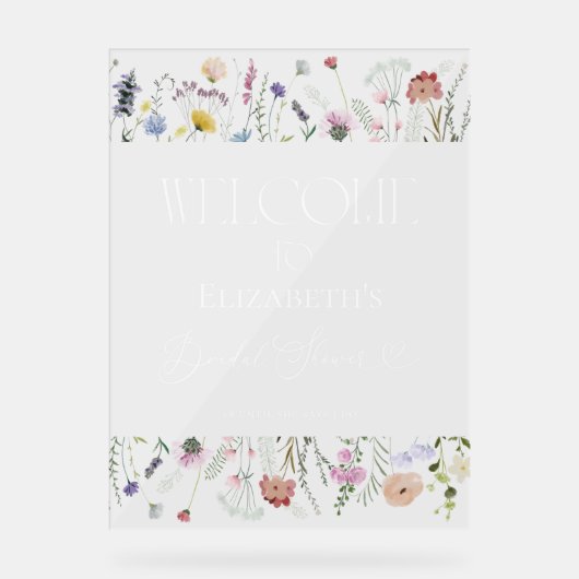 ワイルドフラワーボホブライダルシャワーウェルカムアクリルサイン アクリルサイン (正面)