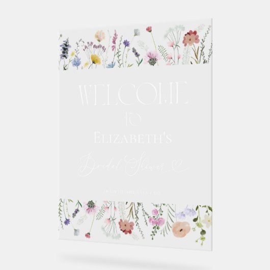 ワイルドフラワーボホブライダルシャワーウェルカムアクリルサイン アクリルサイン (傾斜)