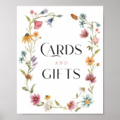 ワイルドフラワーボホブライダルシャワーカードギフトサイン ポスター (正面)