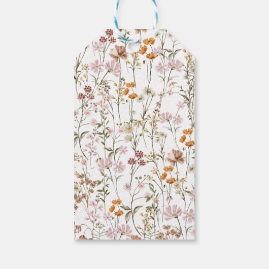 ワイルドフラワーボホブライダルシャワーサンキューイン開花 ギフトタグ (裏面)