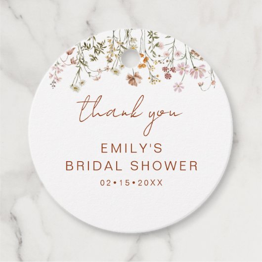 ワイルドフラワーボホブライダルシャワーサンキューガーデン フェイバータグ (正面)