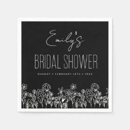 ワイルドフラワーボホブライダルシャワーフローラ スタンダードカクテルナプキン