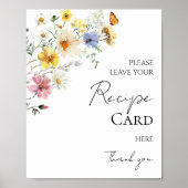 ワイルドフラワーボホブライダルシャワーレシピカードサイン ポスター (正面)