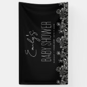 ワイルドフラワーボホベイビーシャワーブラックエレガント 横断幕 (縦)