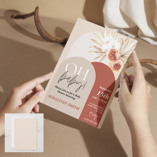 ワイルドフラワーボホベイビーシャワー招待状 – ジェンダーNeutra 招待状