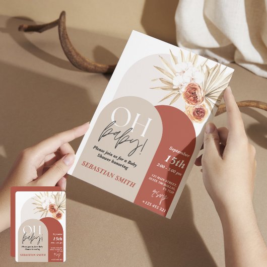 ワイルドフラワーボホベイビーシャワー招待状 – ジェンダーNeutra 招待状