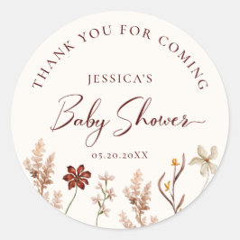 ワイルドフラワーボホベイビーシャワー ラウンドシール