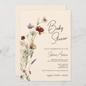 ワイルドフラワーボホベイビーシャワー 招待状 (正面/裏面)