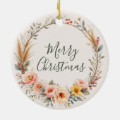 ワイルドフラワーボホベビー初めてのクリスマスパーソナライズ セラミックオーナメント (裏面)