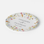 ワイルドフラワーボホボタニカルウェディングシャワー ペーパープレート (アングル)