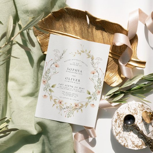 ワイルドフラワーボホモダンエレガントな結婚式 招待状