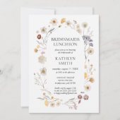 ワイルドフラワーボホモダンフローラブリデスメイドランチョン 招待状 (正面)